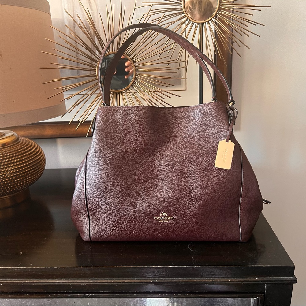Coach Burgundy Pebbled Leather Women's Shoulder Bag